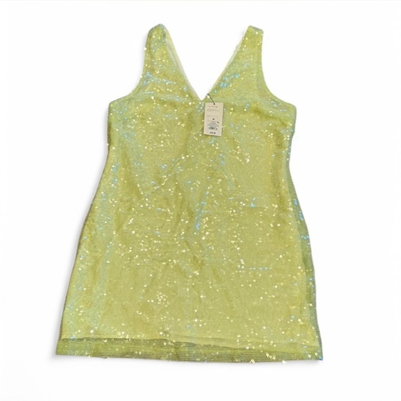 NWT Sparkling Sequin Dress Lime Neon Green. Size M - Picture 3 of 7